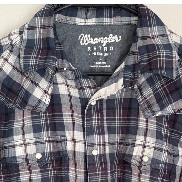 Wrangler Retro Premium Plaid Western Pearl Snap Button Down Shirt Mens Large L - Picture 1 of 11